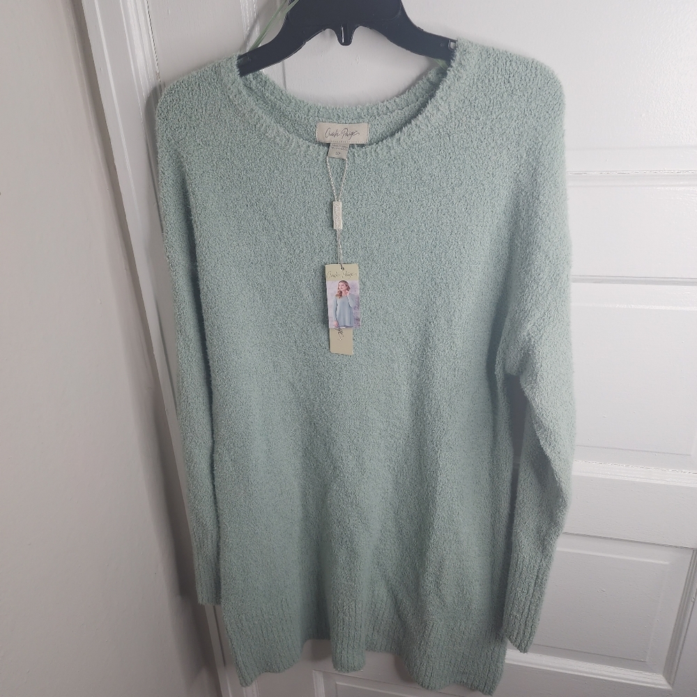 NEW Charlie Paige Sweater Green Lagenlook Artsy Coastal Small